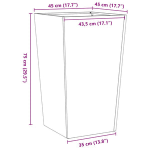 Verzinkte Stahl Pflanzkübel 45x45x75cm, 2er-Set