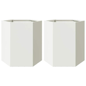 Weiße Pflanzgefäße, Sechseckig, 2er Set