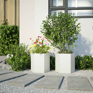 Weiße Pflanzgefäße, Sechseckig, 2er Set