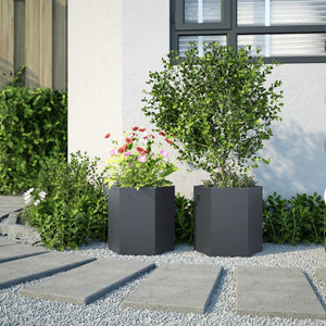 Anthrazitfarbene Pflanzgefäße, 2er-Set