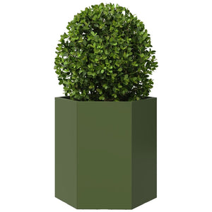Olivgrüner Stahl Pflanzkübel Sechseckig 46x45cm