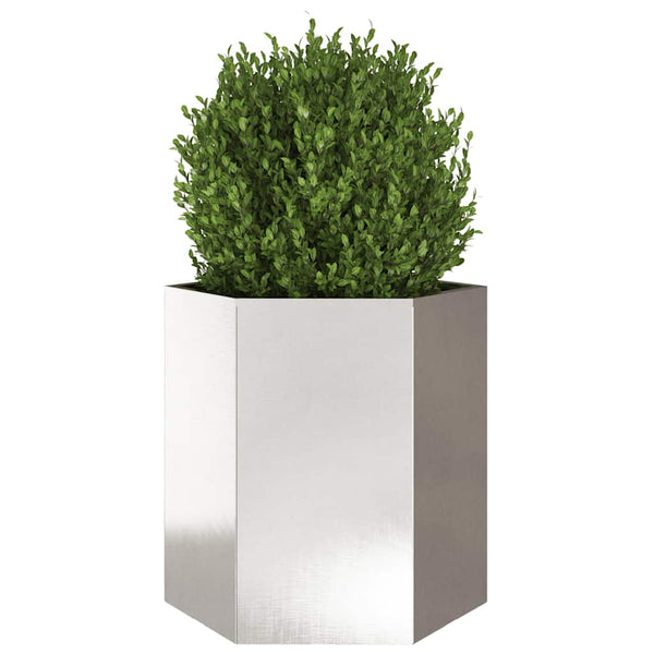 Sechseckiger Pflanzkübel Edelstahl 46cm