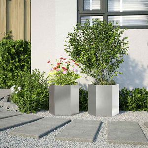 Edelstahl Pflanzgefäße Sechseckig 2er-Set