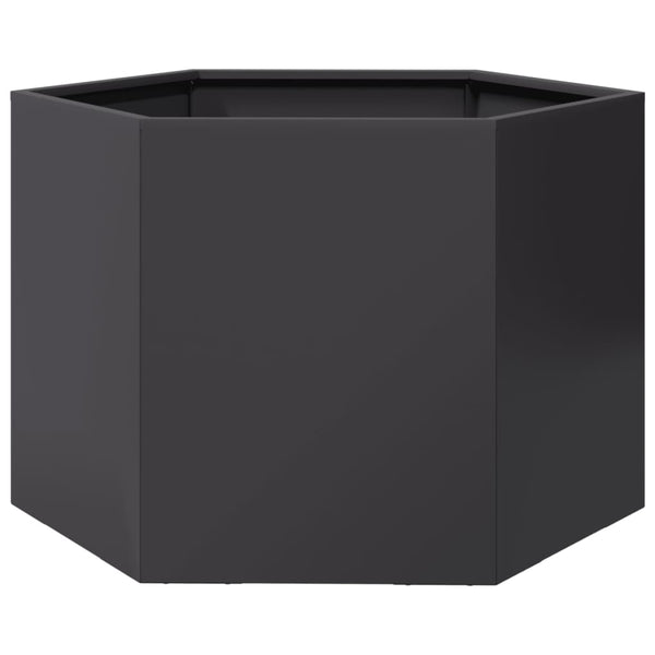 Schwarzer sechseckiger Pflanzkübel aus Stahl, 69 cm