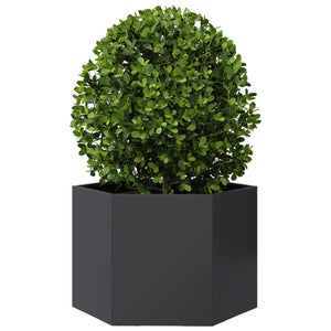 Schwarzer sechseckiger Pflanzkübel aus Stahl, 69 cm