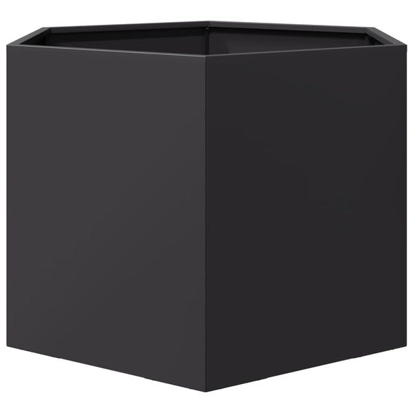 Schwarzer sechseckiger Pflanzkübel aus Stahl, 69 cm