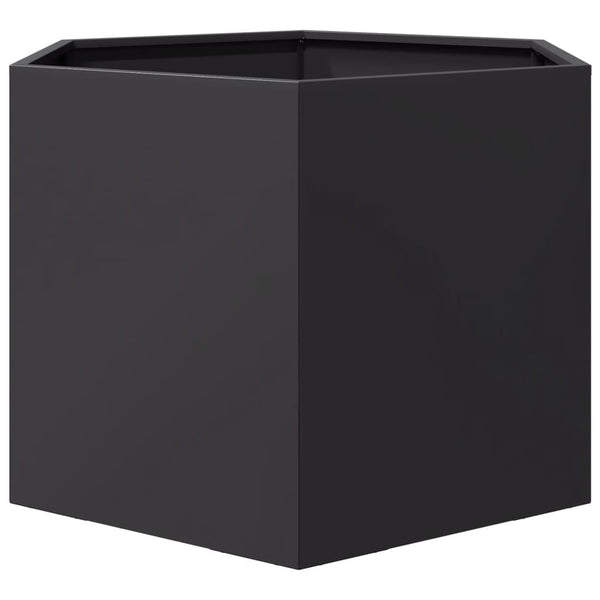 Schwarzer sechseckiger Pflanzkübel aus Stahl, 69 cm