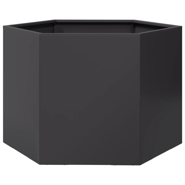 Schwarzer sechseckiger Pflanzkübel aus Stahl, 69 cm