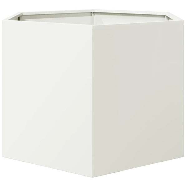 Weißer sechseckiger Pflanzkübel 69x60x45 cm aus Stahl