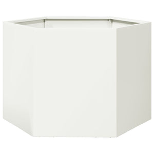 Weißer sechseckiger Pflanzkübel 69x60x45 cm aus Stahl