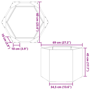 Anthrazit Pflanzkübel Sechseckig Stahl 69x60x45