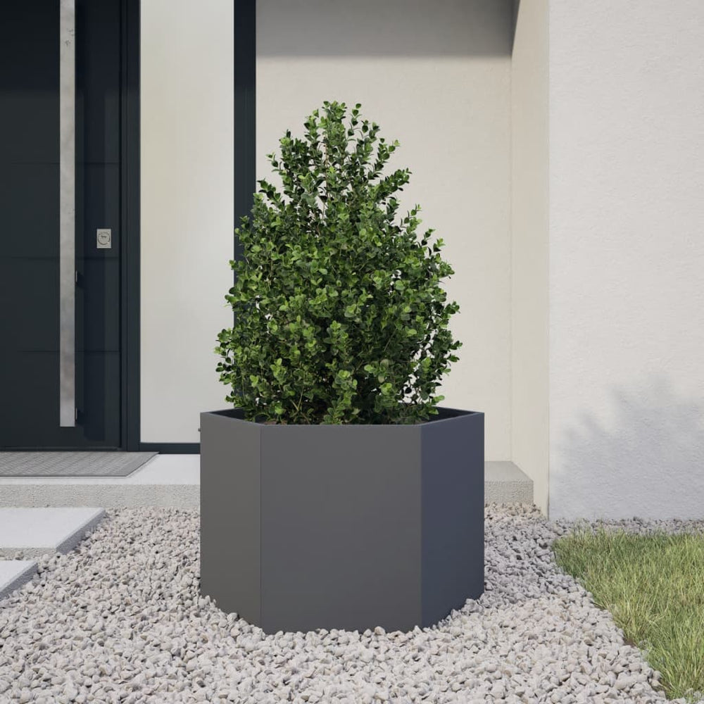 Anthrazit Pflanzkübel Sechseckig Stahl 69x60x45