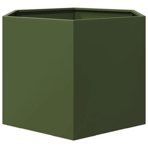 Olivgrüner Stahl Pflanzkübel Sechseckig 69x60x45