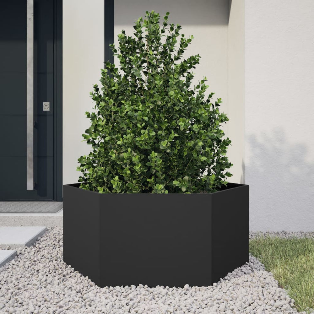 Sechseckiger Pflanzkübel Schwarz 104x90x45 cm