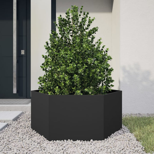 Sechseckiger Pflanzkübel Schwarz 104x90x45 cm