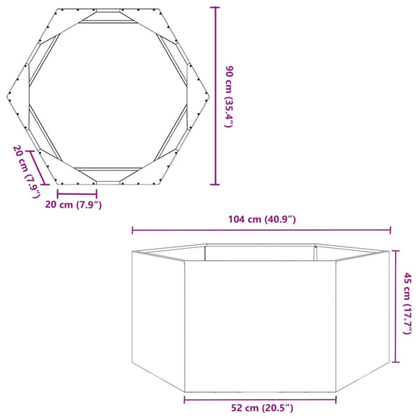 Anthrazit Pflanzkübel Sechseckig Stahl 104x90x45