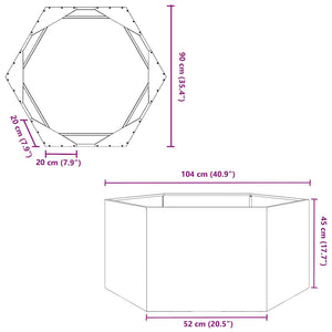 Sechseckiger Pflanzkübel Edelstahl 104x90x45