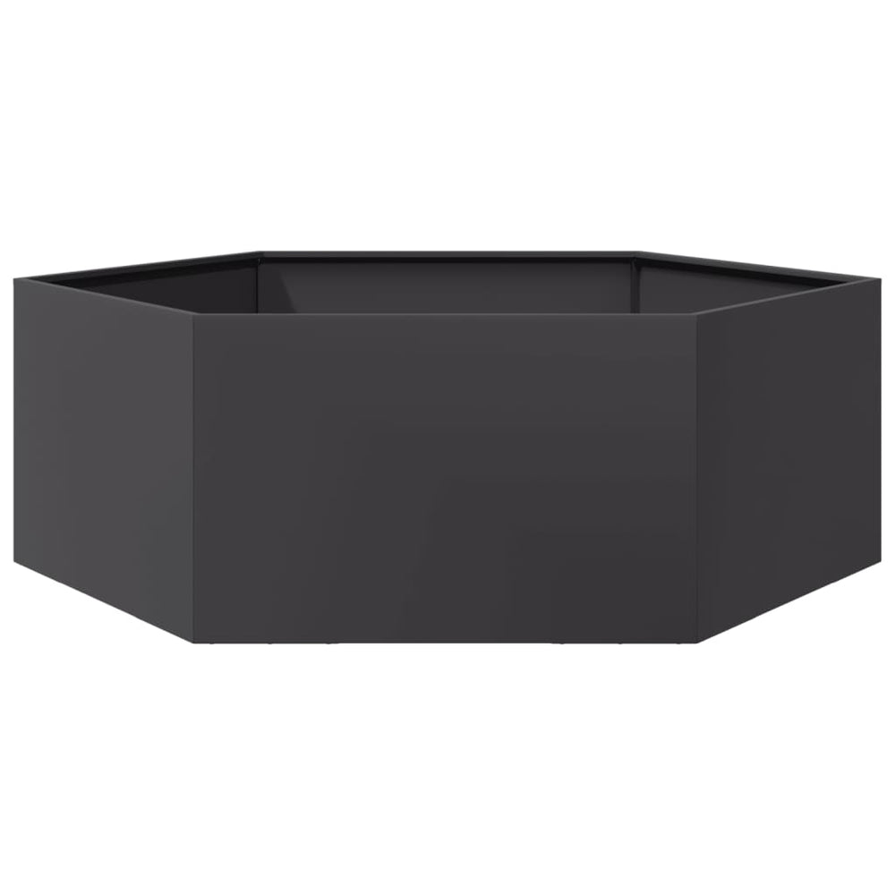 Sechseckiger Pflanzkübel Schwarz Stahl 138x120x45
