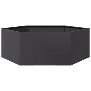 Sechseckiger Pflanzkübel Schwarz Stahl 138x120x45