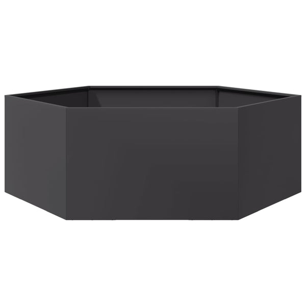 Sechseckiger Pflanzkübel Schwarz Stahl 138x120x45