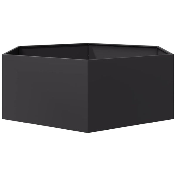 Sechseckiger Pflanzkübel Schwarz Stahl 138x120x45