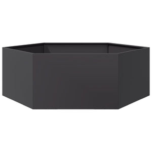 Sechseckiger Pflanzkübel Schwarz Stahl 138x120x45