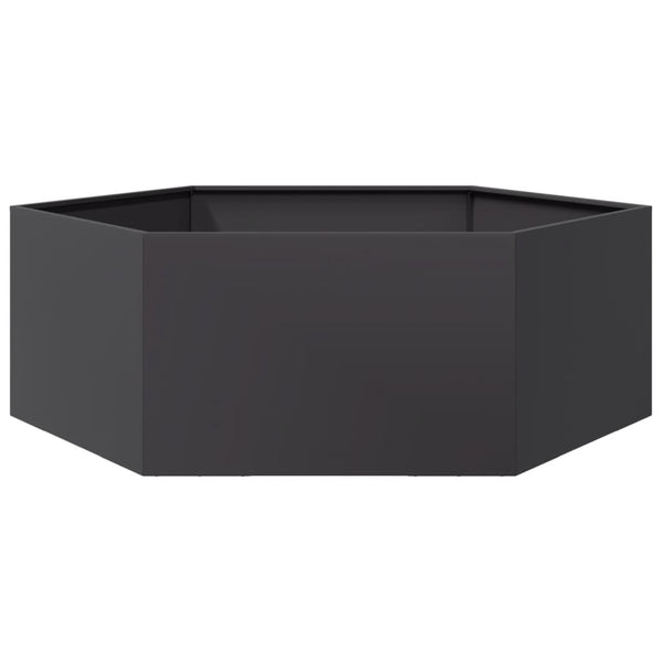 Sechseckiger Pflanzkübel Schwarz Stahl 138x120x45