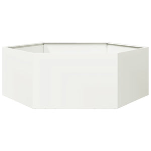 Sechseckiger Pflanzkübel Weiß Stahl 138x120x45