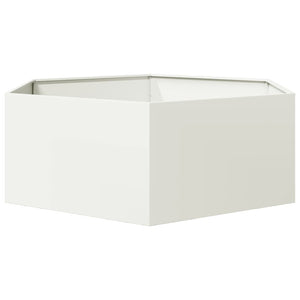 Sechseckiger Pflanzkübel Weiß Stahl 138x120x45