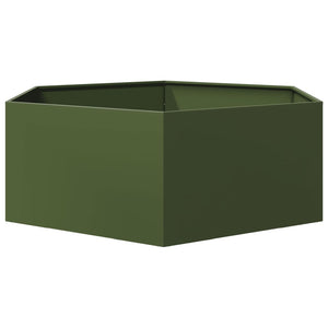 Olivgrüner Stahl Pflanzkübel Sechseckig 138x120x45