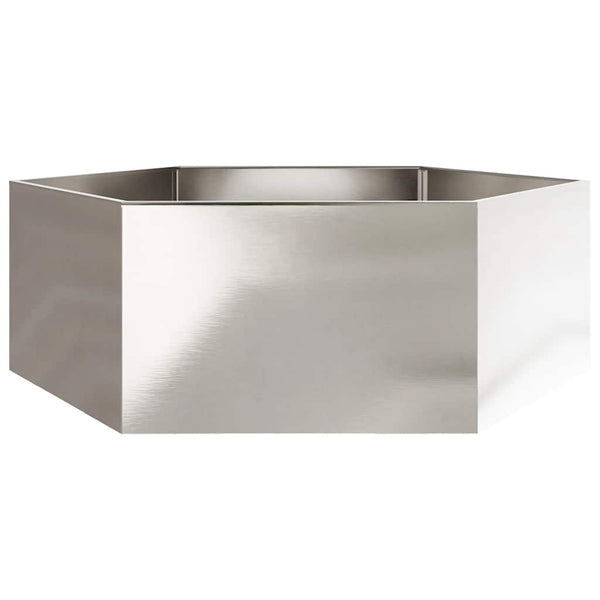 Sechseckiger Pflanzkübel Edelstahl 138x120x45
