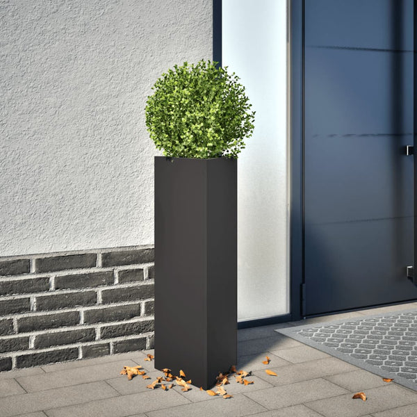 Schwarzer Dreieck Pflanzkübel 75cm Stahl