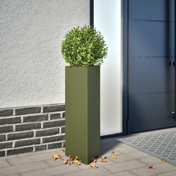 Olivgrüner Dreieck Pflanzkübel 30x26x75 cm