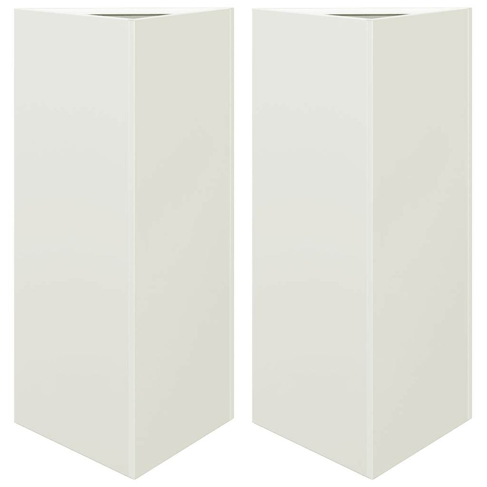 2er Set Dreieckige Pflanzkübel Weiß Stahl