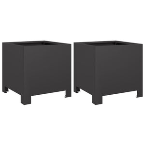 Schwarze Pflanzkübel 30x30x30 Stahl, 2er-Set