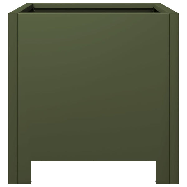 Olivgrüner Pflanzkübel Stahl 30x30x30