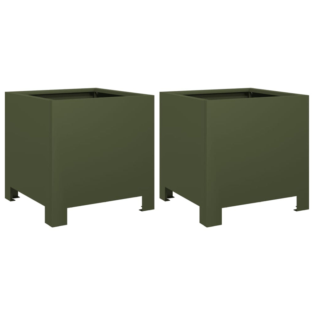 Pflanzkübel Olivgrün 30x30x30 Stahl 2er Set