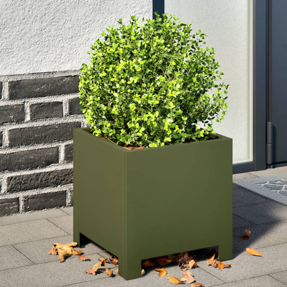 Pflanzkübel Olivgrün 30x30x30 Stahl 2er Set