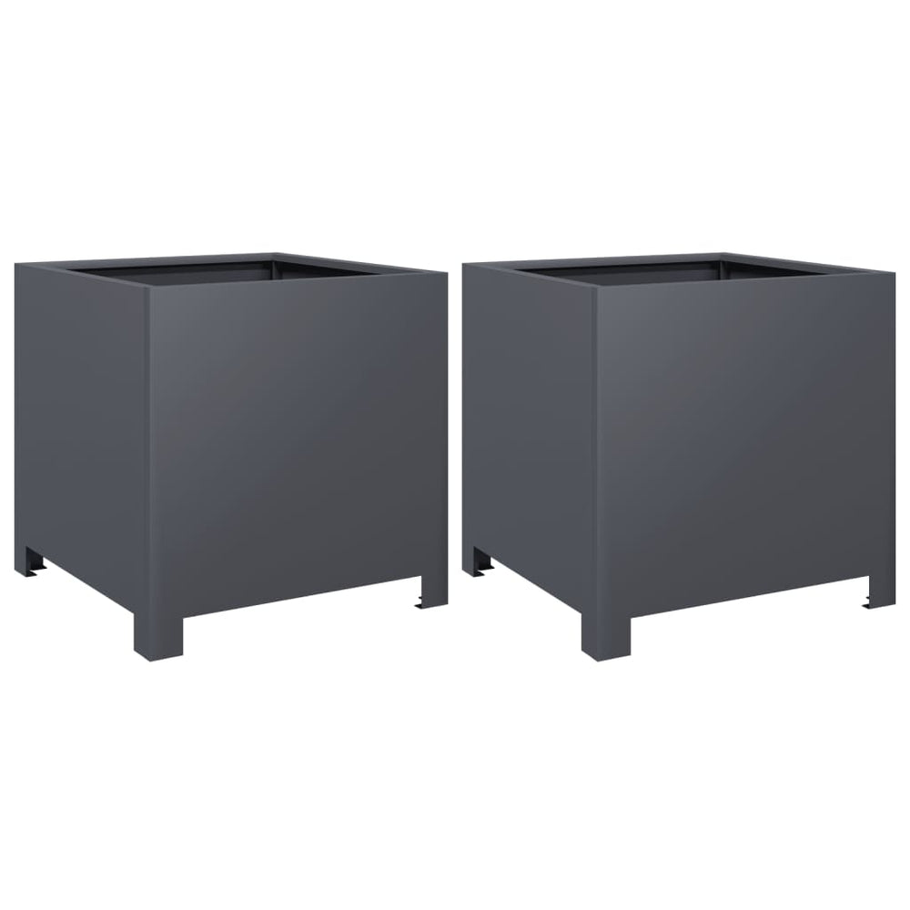 Anthrazit Pflanzkübel 40x40x40 Stahl, 2er-Set