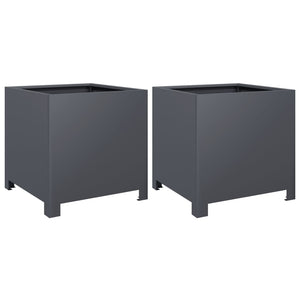 Anthrazit Pflanzkübel 40x40x40 Stahl, 2er-Set