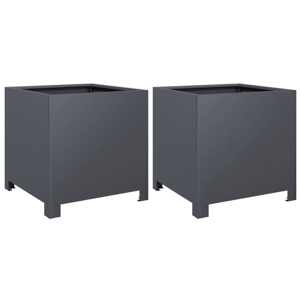 Anthrazit Pflanzkübel 40x40x40 Stahl, 2er-Set