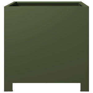 Olivgrüner Pflanzkübel Stahl 40x40x40