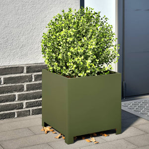 Olivgrüner Pflanzkübel Stahl 40x40x40