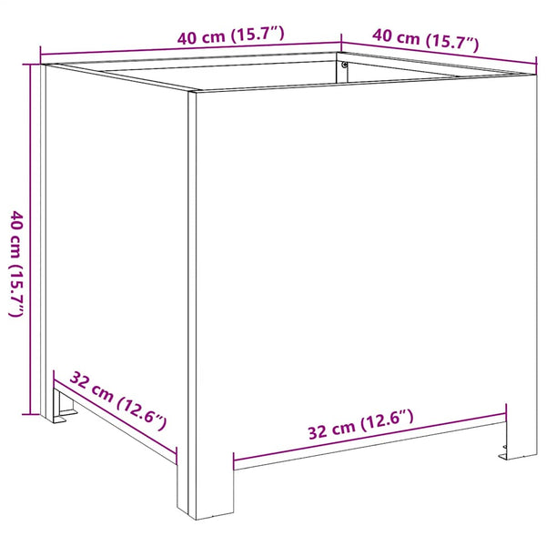 Pflanzkübel Set, Verzinkter Stahl, 40x40x40cm, 2 Stk.