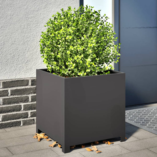 Schwarzer Pflanzkübel Stahl 50x50x50 cm