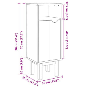 Badschrank Kiefer Massivholz 35x30x90 cm
