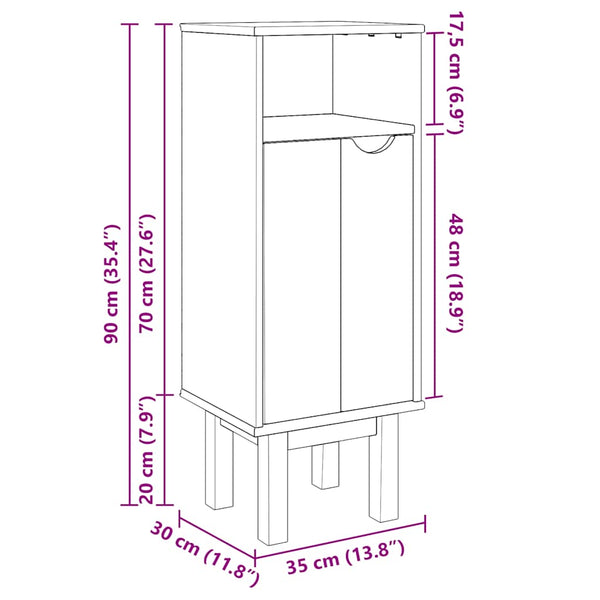 Badschrank Kiefer Massivholz 35x30x90 cm
