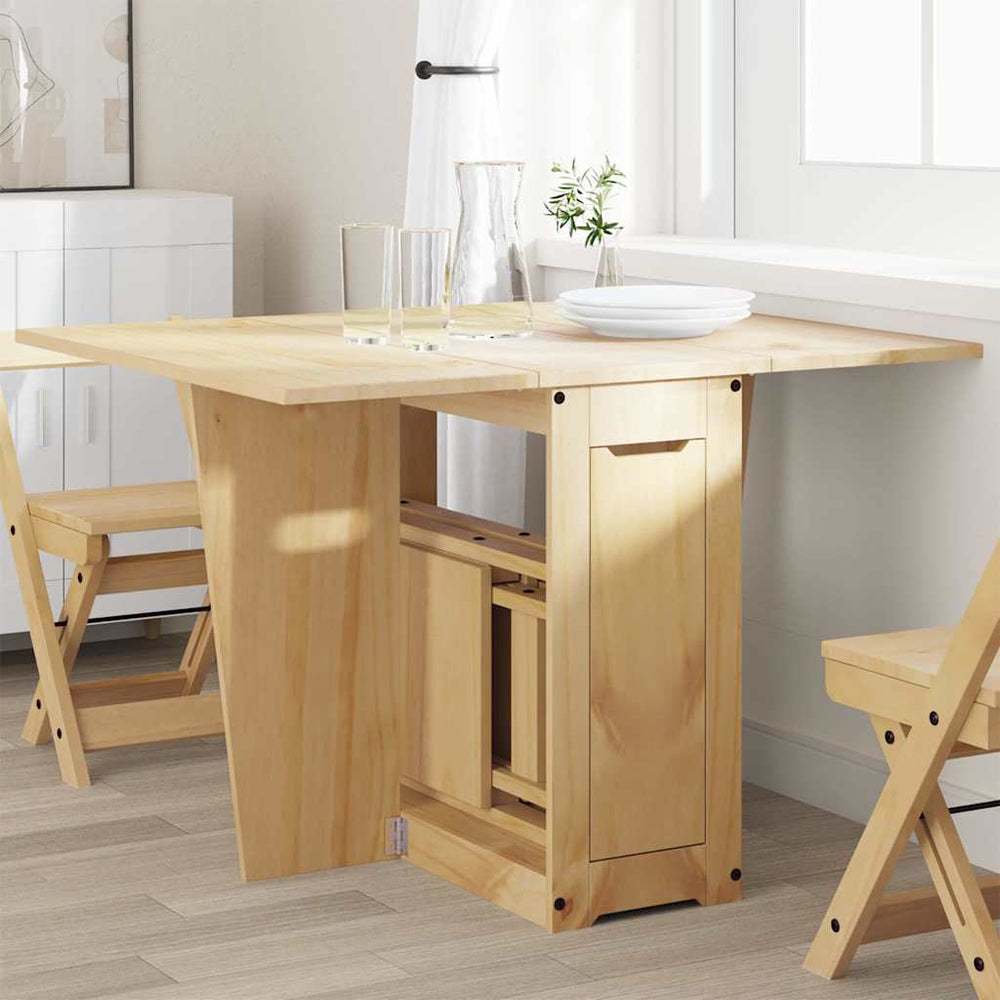Klappbarer Esstisch Kiefer Massivholz Braun