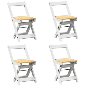 Klappstühle 4er Set, Kiefer Massivholz Weiß