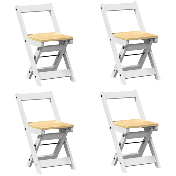 Klappstühle 4er Set, Kiefer Massivholz Weiß